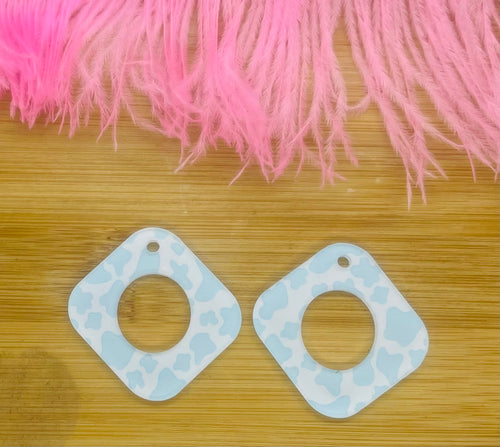 Blue and White Cow Sqaure