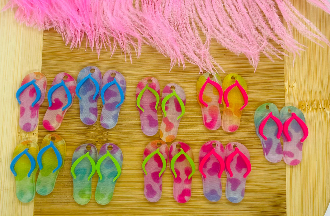 Neon leopard Flip Flops