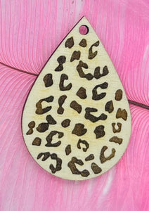 Leopard Engraved Tear Drop Dangle