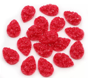 Red Drop Style Druzy 13x18 mm