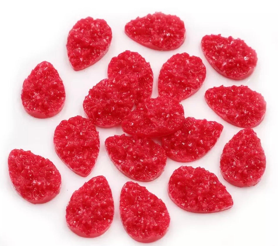 Red Drop Style Druzy 13x18 mm