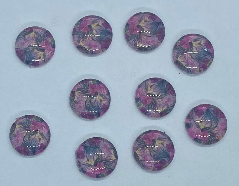 Pink Tropical Floral (12 mm round or 13x18 Drop)
