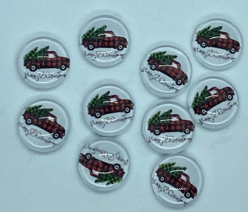 Red Plaid Truck Cabochon