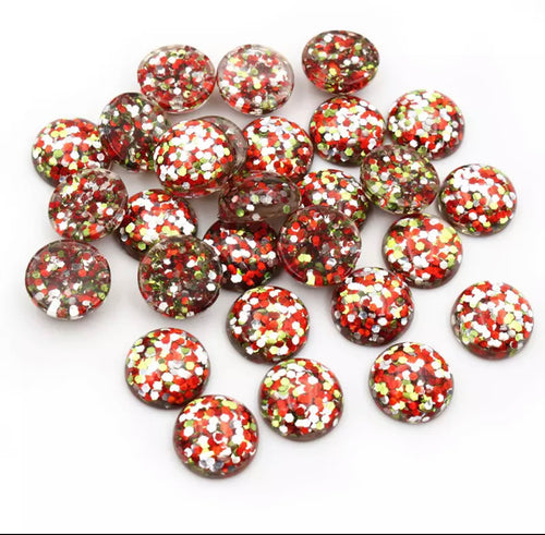 Red, Green and Silver Glitter Dome