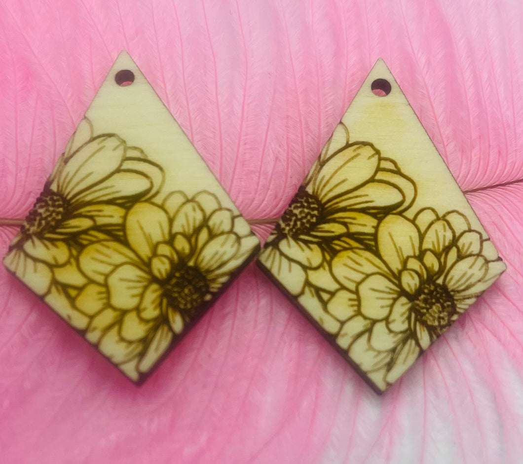 Long Diamond Floral Engraved
