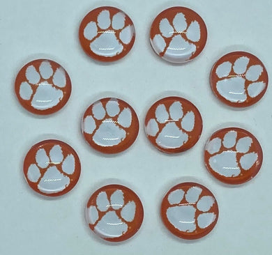 Orange with white paw print