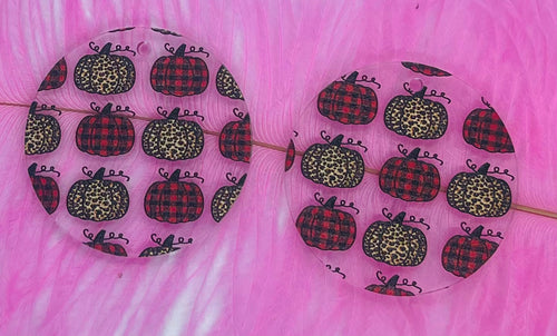 Leopard and Buffalo Plaid Pumpkin Circle Acrylic
