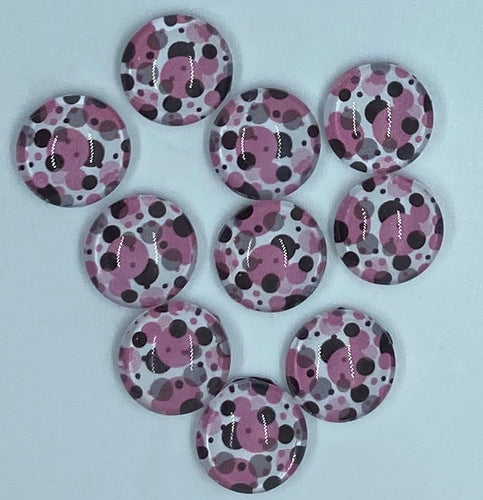 Pink and Black Dots Cabochon