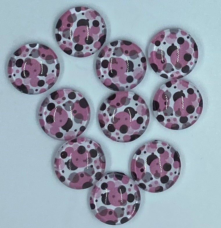 Pink and Black Dots Cabochon