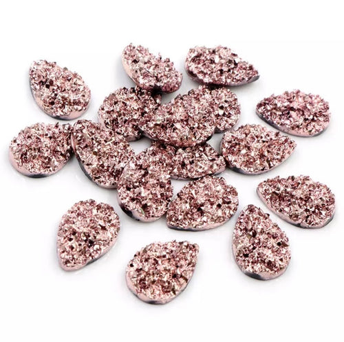 Rose Gold Drop Style Druzy 13x18 mm