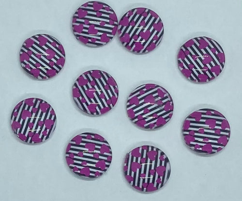 Pink Heart Pinstripe Cabochon