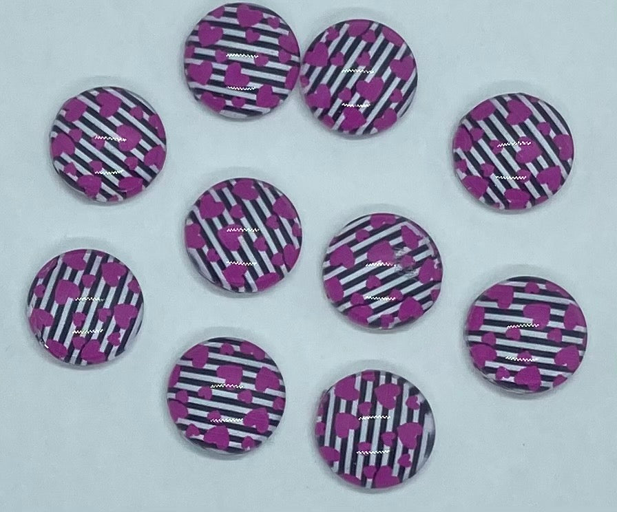 Pink Heart Pinstripe Cabochon
