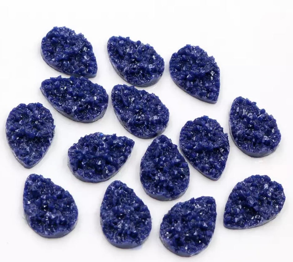 Dark Blue Drop Style Druzy 13x18mm