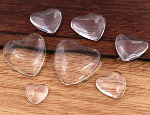 BULK 12 MM Heart Shape Glass Cabochon