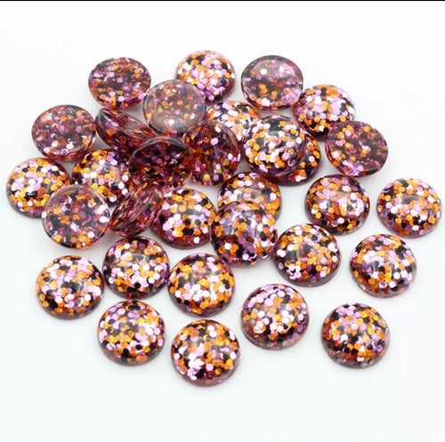 Purple, Orange and Black Glitter Dome