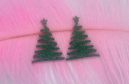 Green Glittered Zig Zag Christmas Tree