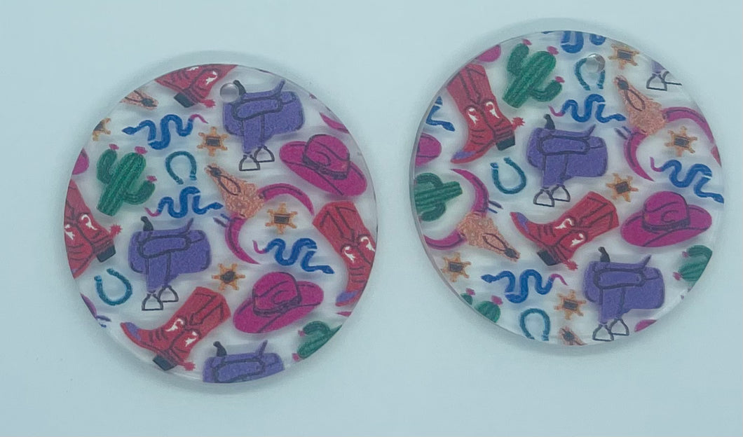Western Print Clear Acrylic Circle