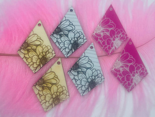 Long Diamond Floral Engraved