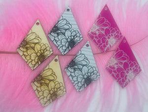 Long Diamond Floral Engraved
