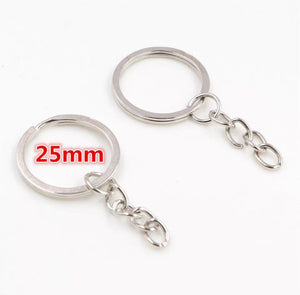 25 mm Key Ring with Chain (10 piece lot)