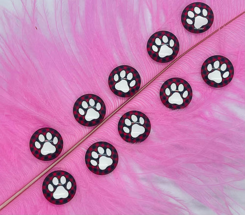 Buffalo Plaid Paw Print Cabochon