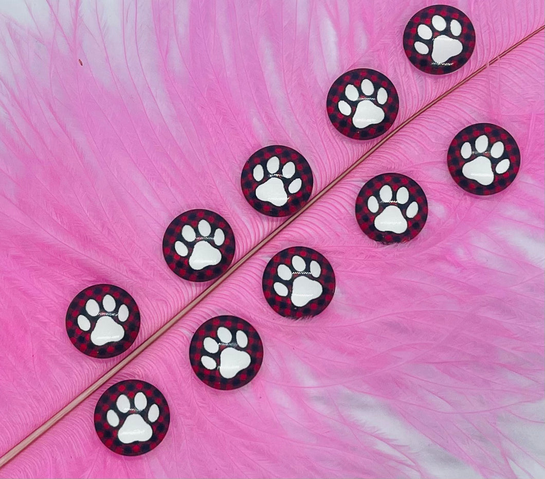Buffalo Plaid Paw Print Cabochon