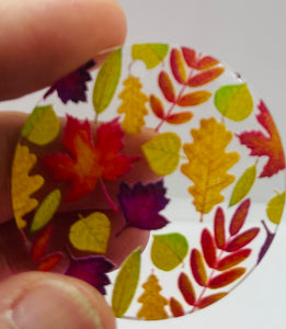 Fall Leaves Pattern Circle Acrylic
