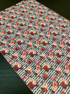Pink Roses on Blue Pin Stripe