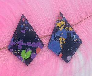 Paint Splatter Acrylic Long Diamond