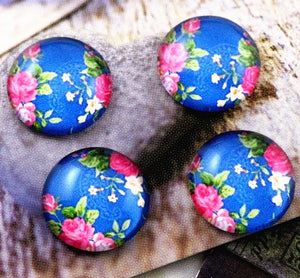 Pink Roses with Blue background Cabochon