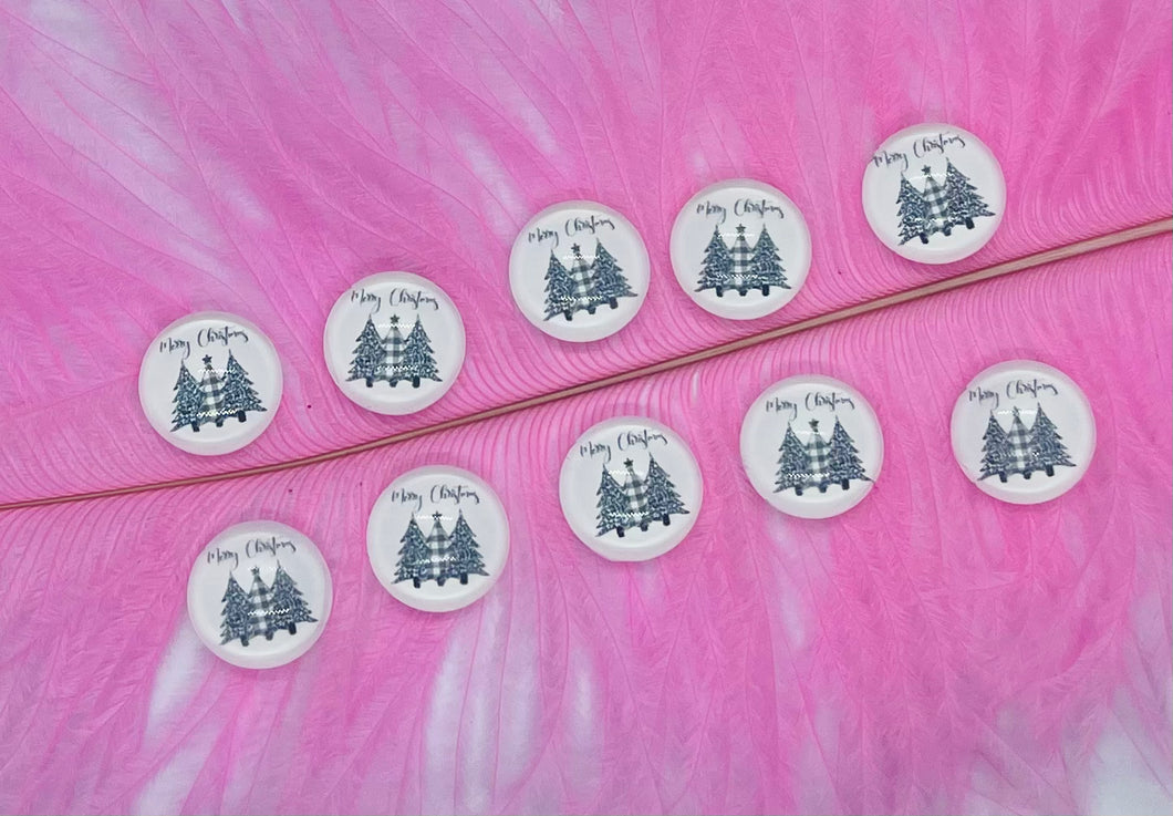 Black and White Christmas Tree Cabochon