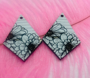 Long Diamond Floral Engraved
