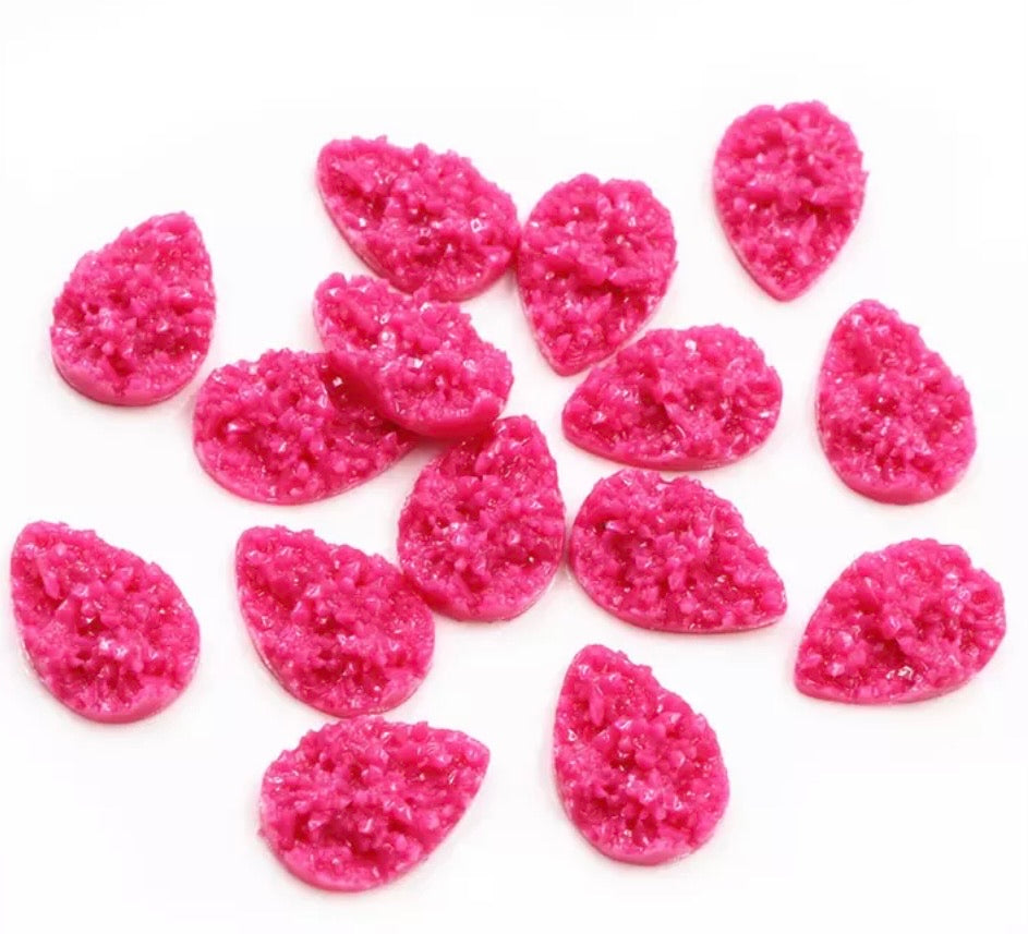 Pink Drop Style Druzy 13x18 mm