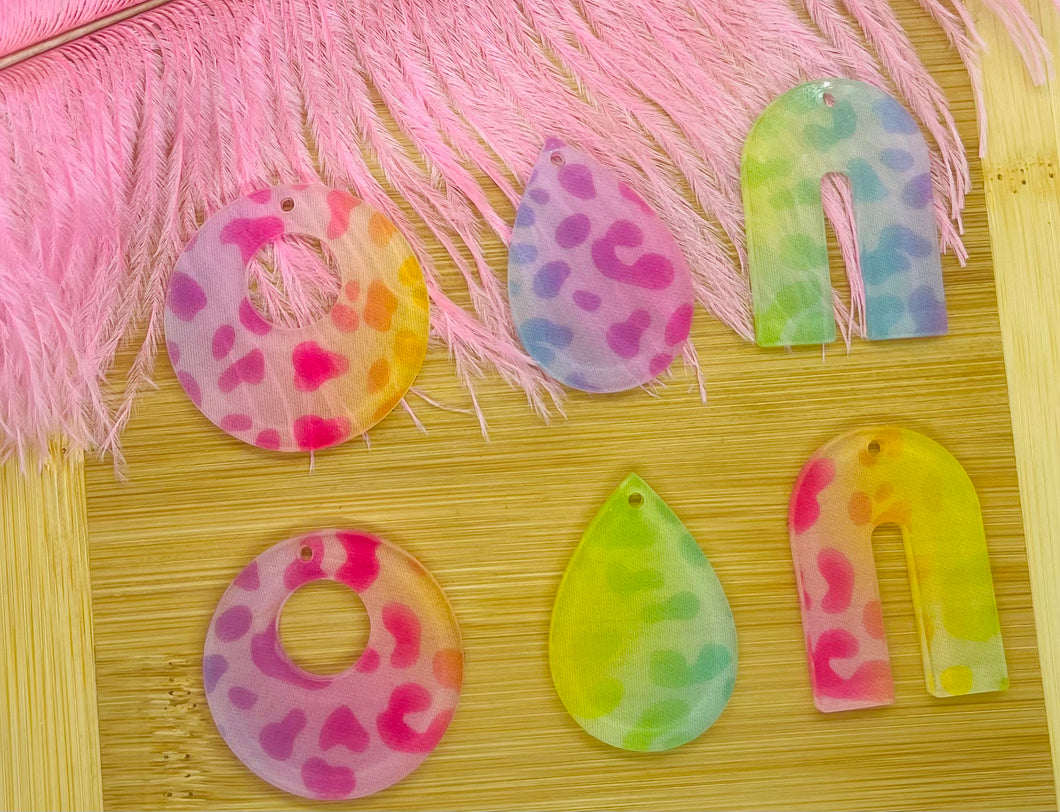 Neon Rainbow Leopard print Acrylic