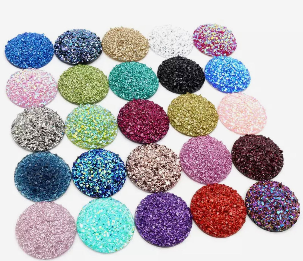 25 mm Glittered Textured Druzy