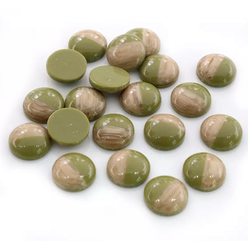 Wood and Green Resin Cabochon