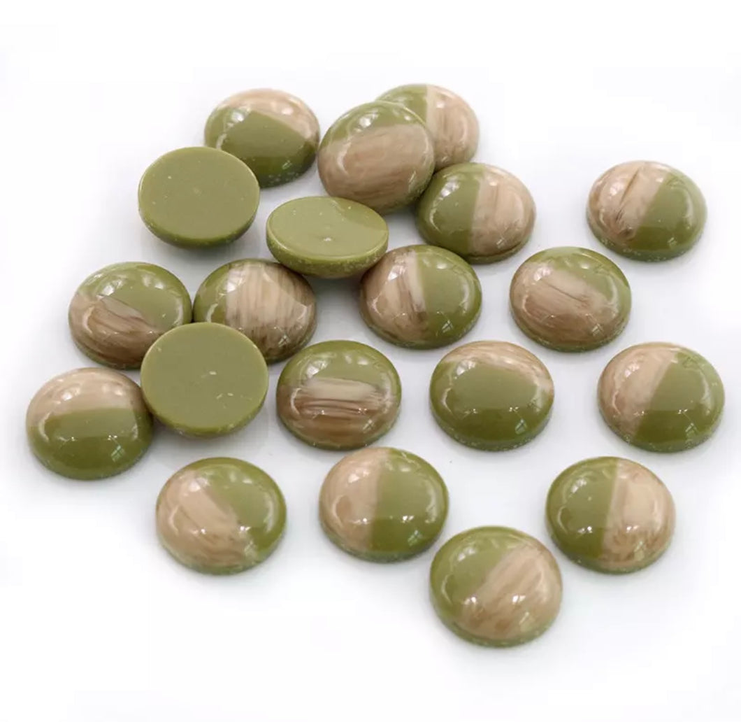 Wood and Green Resin Cabochon