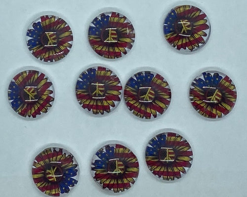 Flag Sunflower With Peace Sign Cabochon