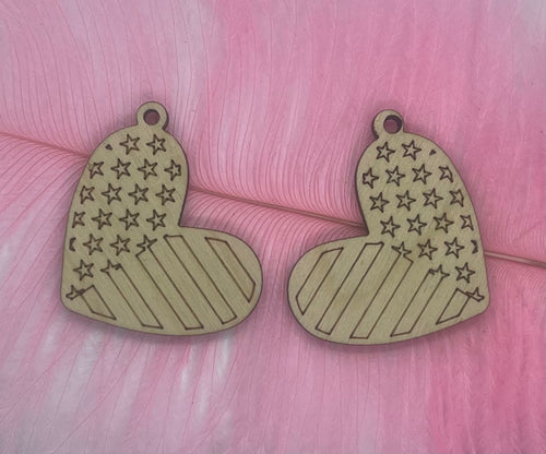 Heart Flag Wood Blank