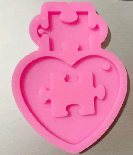 Autism Puzzle Piece and Heart Mold