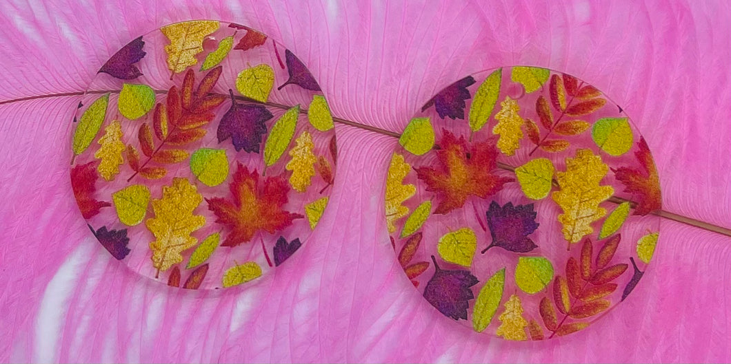 Fall Leaves Pattern Circle Acrylic