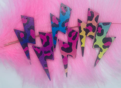 Rainbow Leopard Print Lightning Bolt