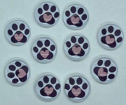 Paw Print with Heart Inside Cabochon